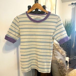 🩸Free People Cap Sleeve Striped Tee Shirt